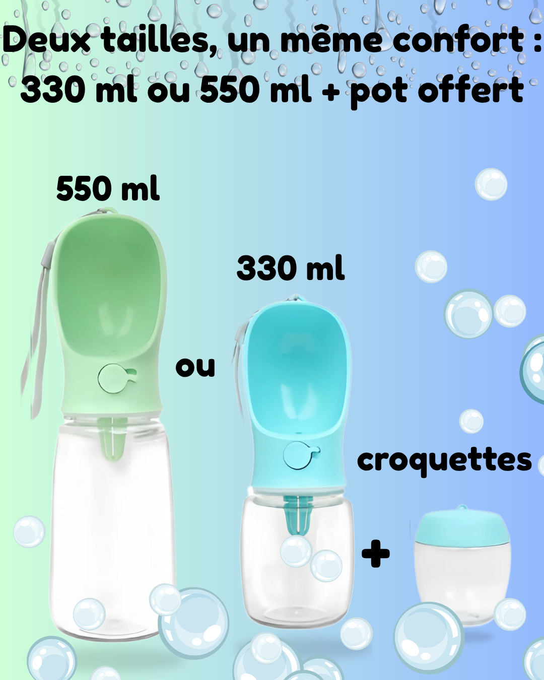 La gourde 2-en-1 pour Eau et Croquette