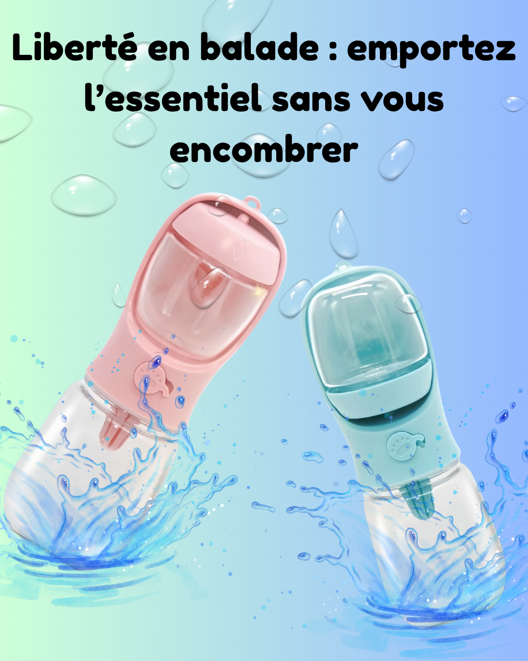 La gourde 2-en-1 pour Eau et Croquette